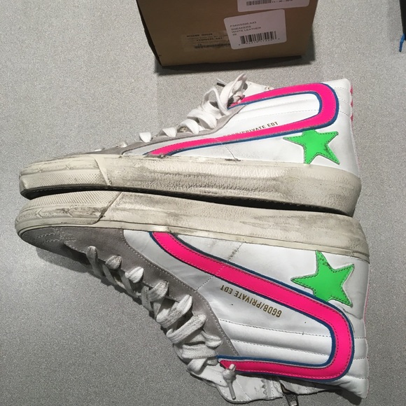 Golden Goose Slide Sneaker White/Pink/Green 39 NIB - Picture 5 of 8